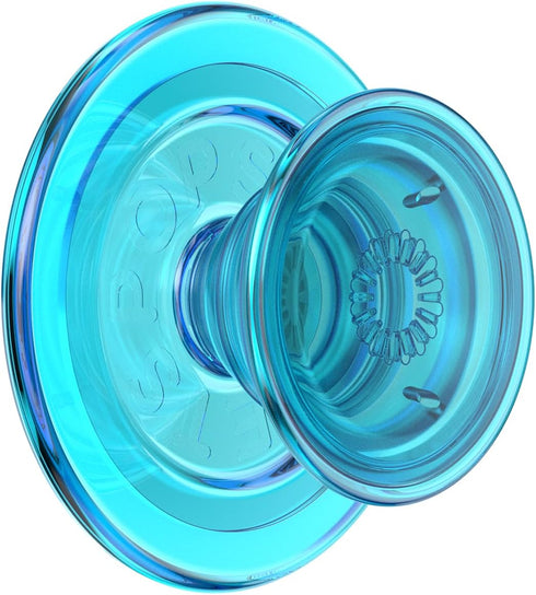 PopSockets Phone Grip Compatible with MagSafe, Wireless Charging Compatible - Electric Blue Translucent