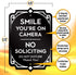 Smile You’re on Camera - No Soliciting, Door Signs – Security, House Sign - 6.25” X 4.25” - Mounting Hardware Included, Easy Installation - Heavy-Duty and Weather-Resistant