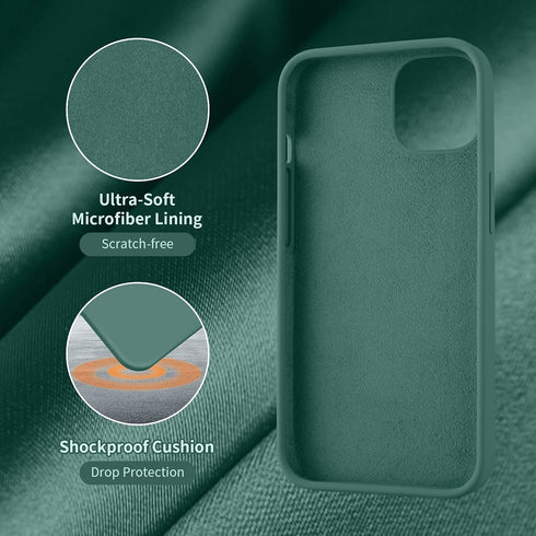 Cordking Ultra Slim Shockproof Case for iPhone 13 & 14, 6.1", Midnight Green, with Soft Anti-Scratch Microfiber Lining.