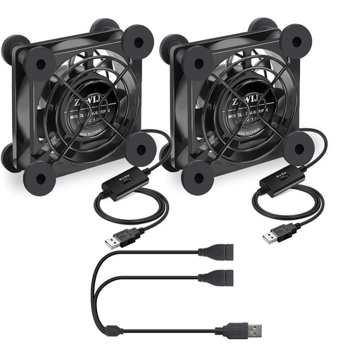 ZIWIJE 2Pack Quiet USB Fan 80mm, 3 Speeds Controller 5V USB Cooling Cooler
