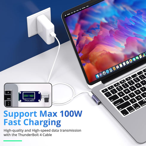 USB C Right Angle Adapter (4 Pack), 90 Degree Adapter with 8K 60Hz Video 40 Gbps Data Transfer for Thunderbolt 3/4