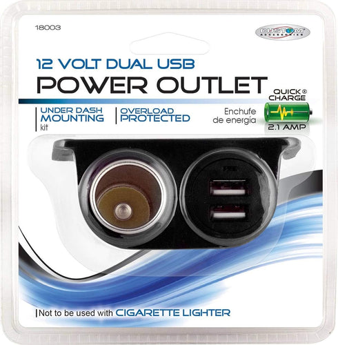 Custom Accessories Compatible with Smartphones - 18003 12V Dual USB Under Dash Mount in Black