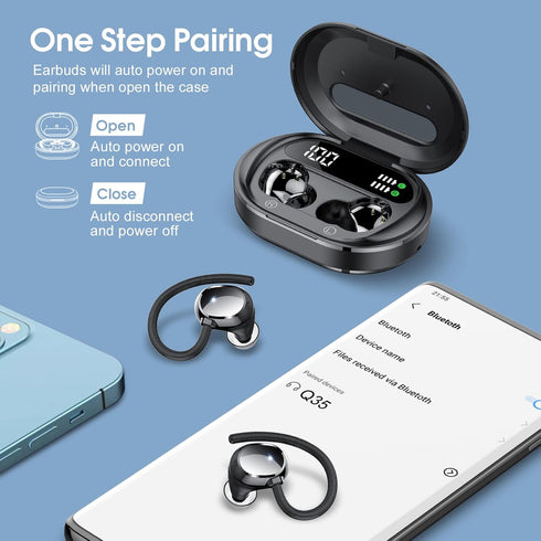 Wireless Earbuds, 2023 New Ultralight Sport Bluetooth 5.3 Headphones with LED Display, IPX7 Waterproof for Gym