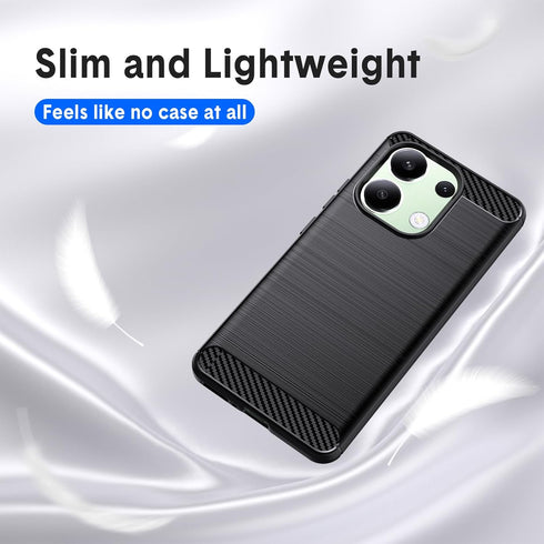Flexible TPU Case for Xiaomi Redmi Note 13 4G, Brushed Texture Anti-Slip Shockproof Bumper Cover (Black)