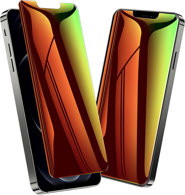 Fotbor Privacy Screen Protector for iPhone 12 Pro Max, 2 Pack Colorful Gradient Anti-Spy Anti-Blue Light Eye Protection