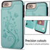 UEEBAI Case for iPhone XR, Luxury PU Leather Case with Card Slots, Stand Function, Butterfly Flower Pattern, Mint Green
