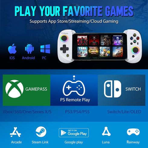 Wireless Mobile Gaming Controller for IOS & Android, Bluetooth Gamepad with Adjustable Clip for Smartphones