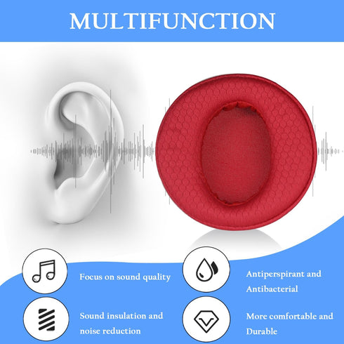 Quick Fit Replacement Earpads for Sony MDR-XB950BT XB950B1 XB950N1 XB950AP Bluetooth Headphones (Red)