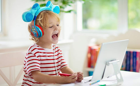 eKids Blues Clues Headphones for Kids, Wired Headphones for School, Home or Travel, Tangle Free Toddler Headphones with