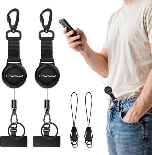 MoKo Anti-theft Phone Tether, Phone Lanyard & Keychain Retractable Steel Line Cellphone