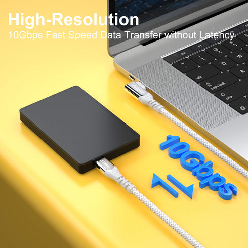 Fasgear 100W USB C to Type C 90 Degree Cable 3ft, USB 3.1 Gen 2 10Gbps Data, 5A Power Delivery Compatible for Link, VR