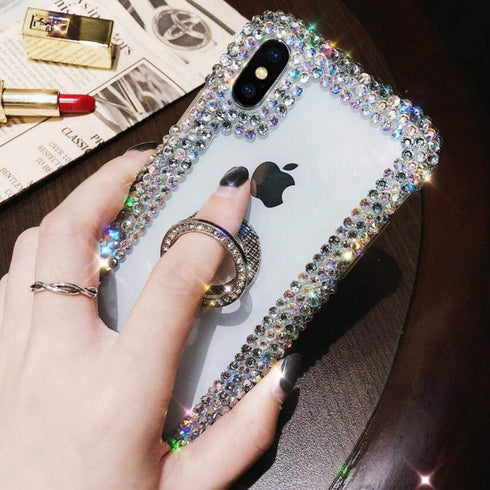 Bonitec 3D Glitter Sparkle Bling Case with Metal Finger Ring for iPhone 12 Pro Max, Luxury Shiny Crystal Cover