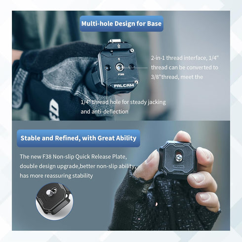 ULANZI F38 Multi-Hole Camera Quick Release Plate Kit with 1/4" to 3/8" Screw Thread for Tripod Mount Adapter