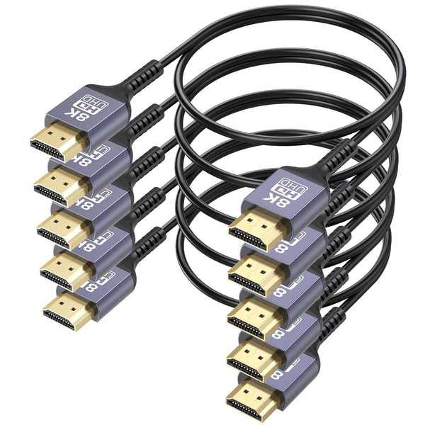 8K Ultra Thin HDMI Cable 2FT 5-Pack, Short HDMI Cable 2 Foot