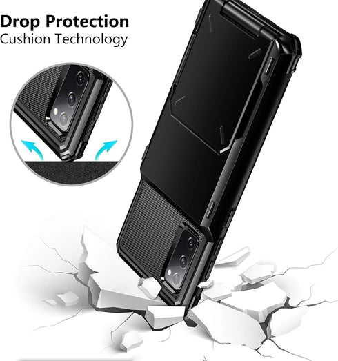 Vofolen Galaxy S20 FE 5G Case Wallet, Credit Card Holder with 4-Card Slot, Dual Layer Rugged Rubber Bumper Cover