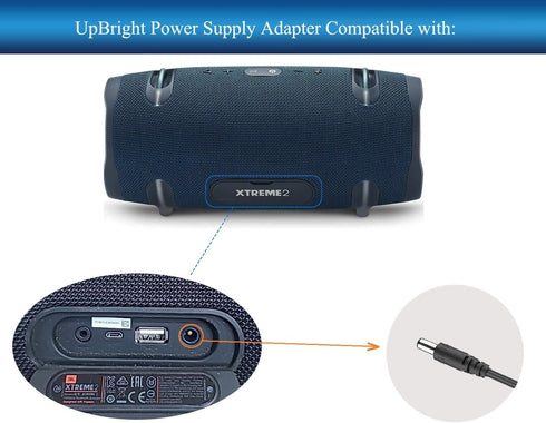 UpBright 19V DC AC Adapter Compatible with JBL Xtreme 2 Boost TV Soundbar, 3A Power