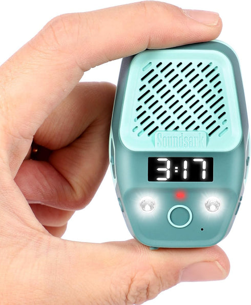 Soundsark Wearable Bluetooth Speaker, Clip-on Waterproof Speaker with LED Lighting & Clock Display,