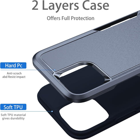 Compatible with iPhone 12 Case and 12 Pro Case, Heavy Duty Protection Shockproof Dropproof Dustproof Anti-Scratch Phone Case Cover for 12 and 12 Pro -Blue