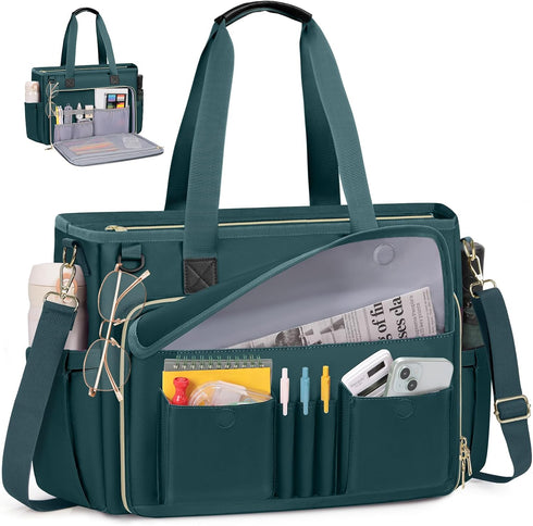 RAINSMORE Teacher Tote Bag 15.6 inch Laptop Bag for Women Work Bags
