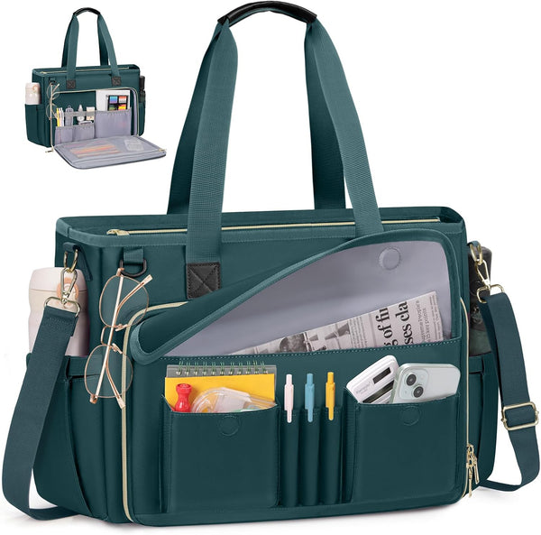 RAINSMORE Teacher Tote Bag 15.6 inch Laptop Bag for Women Work Bags