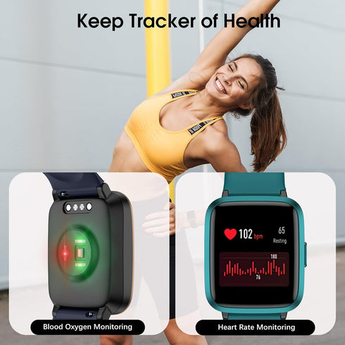 Kummel Smart Watch, Fitness Tracker with Blood Oxygen, Heart Rate & Sleep Monitor, Waterproof Pedometer for Men Women