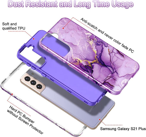 Lamcase for Galaxy S21 Plus 5G Case, Heavy Duty Shockproof Hybrid Hard PC Soft TPU Bumper for Samsung Galaxy S21+ 6.7