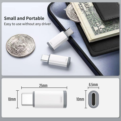 4 Pack Lightning to USB C Adapter for iPhone 15/15 Pro/15 Pro Max/15 Plus, Support Charging & Data Transfer, Type C