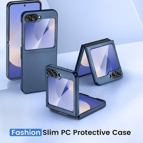 Ruky Galaxy Z Flip 6 Case, Hard PC Ultra Slim Anti-Scratches Shockproof Wireless Charging Phone Case with Built-in Back