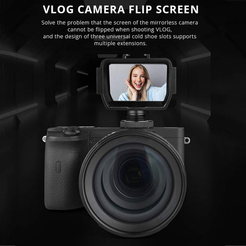 Bindpo Filmmaking Camera Selfie Flip Screen, Universal Cold Shoe Mount for Mic Light Vlog for Mirrorless Camera