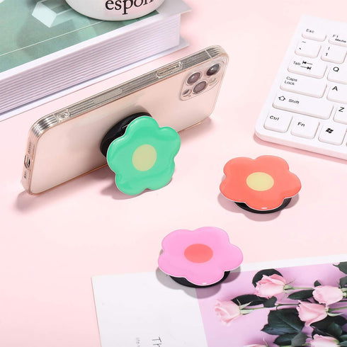 Weewooday 3 Pieces Phone Grip Holder - Daisy Flower Expandable Collapsible Self Adhesive Cute 2D Grip Stand Holders
