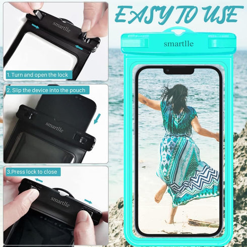 Waterproof Phone Pouch Case w/Lanyard, Cell Phone Dry Bag for iPhone and Galaxy, IPX8 Holder for Vacation Beach Swimming