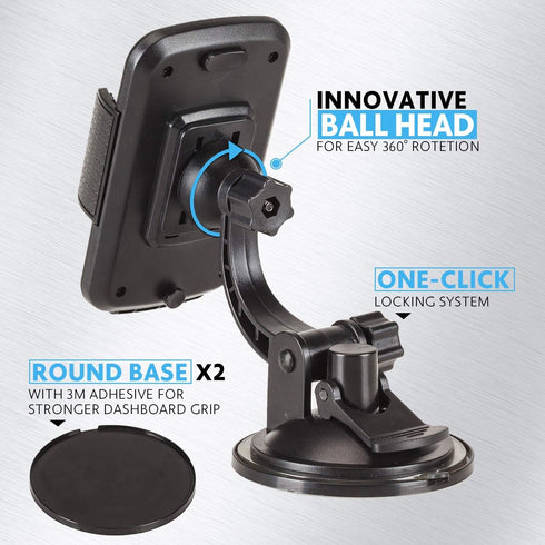 Bestrix Phone Car Holder for Dash & Windshield, Compatible with iPhone & Galaxy Smartphones