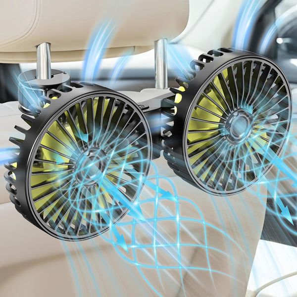 Car Backseat Fan for Backseat Kids, Dual Head Usb Car Headrest Fan
