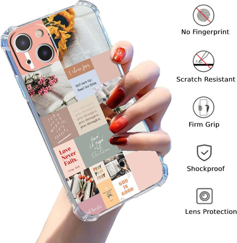 Bible Verse Collage Case for iPhone 13, Christian Positivity Jesus Quote Case for Women Men, Unique Trendy Soft TPU iPhone 13 Case Cover