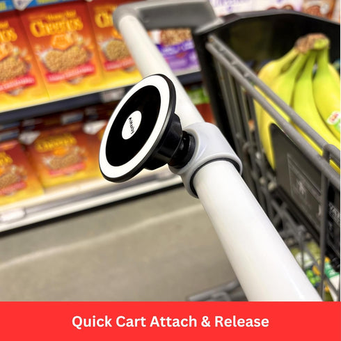 Maxby Shopping Cart Phone Holder | MagSafe Compatible Magnetic Mount for Grocery & Supermarket Carts | Flexible
