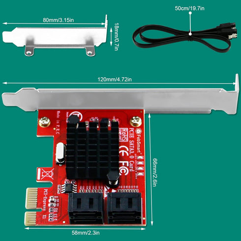 PCIE 3.0 to 4-Ports SATA III Expansion Card for Desktop PCs, Plug and Play for Windows, MAC, Linux