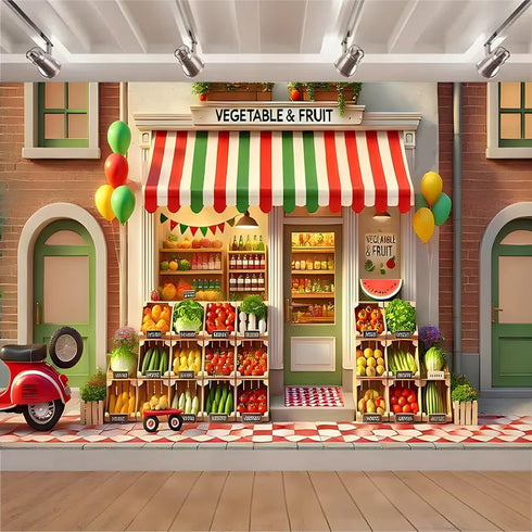 Generic 9 6feet) Vegetables Fruits Shop Backdrop Fresh Fruit Shelves Organic Food Vegetables Photography Background