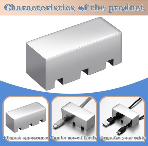 60 mm x 25 mm Cable Holder Clips, Stainless Steel Cord Organizer, Weighted Cable Management Fixture for Desk