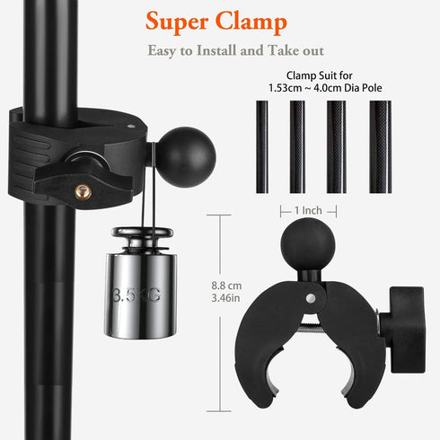Peastrex Adjustable iPad Holder for Mic Stand, Rotatable Tablet Phone Mount with Super Handle Clamp for 4 to 13.5inch
