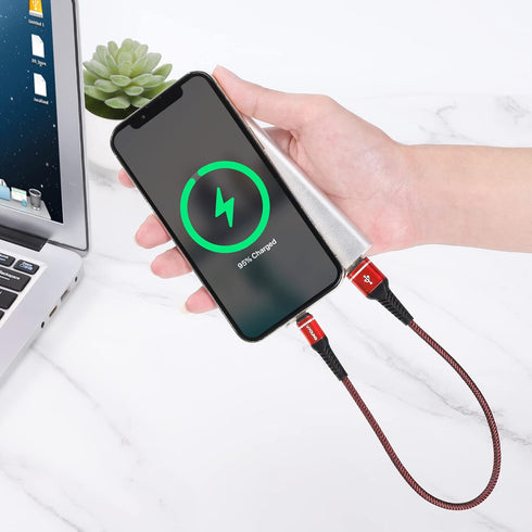 3-Pack 1ft Lightning Cable - Fast Nylon Braided iPhone Charger for Apple iPhone 14/13/12/11/Xs Max/Xr/8/7/6s Plus/iPad