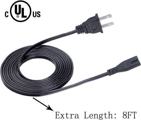2 Prong Power Cord for LG SPK5B-W SK5Y SH4 SHC4 SH5B Subwoofer, 8ft IEC C7 Power Cord AC Cable Replacement