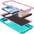 Galaxy S10 Case, Heavy Duty Shockproof Dust/Drop Proof 3 Layers Full Body Protection Rugged Case, Mint Green/Pink