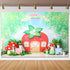 Yeele 7x5ft Strawberry Birthday Backdrop, Cartoon Green Tree Rainbow Mushroom House for Baby Shower Party