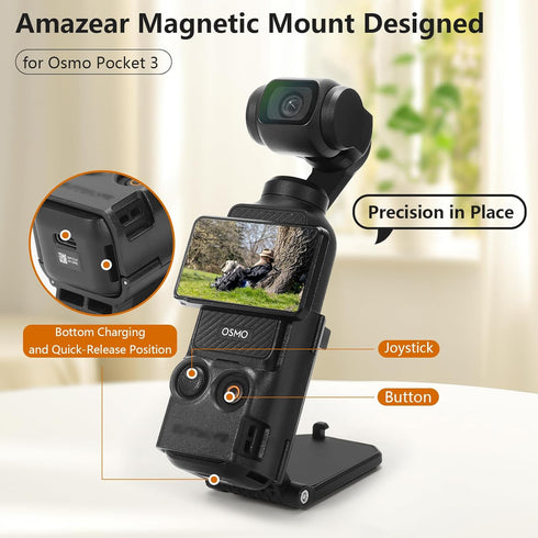 Magnetic Mount Stand for DJI Osmo Pocket 3, Adjustable Magnet Suction Case Holder for Desktop