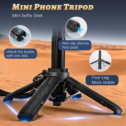 hotqueen 4 1 Magnetic Selfie Stick Tripod for iPhone with Light, in Portable Pocket Size Phone Tripod Stand for Magsafe