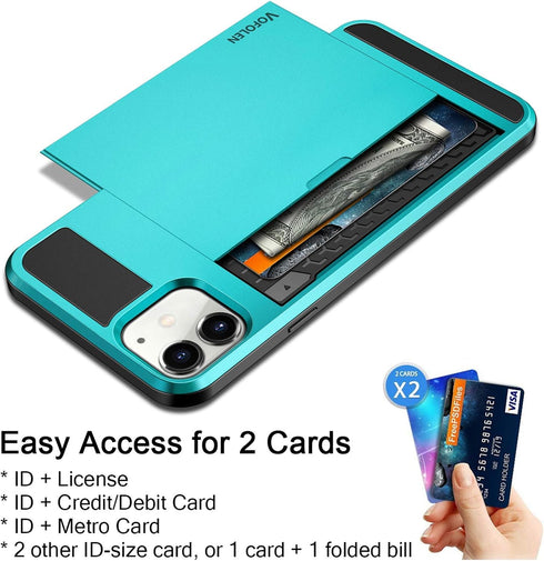 Vofolen Compatible with iPhone 12 Mini Case, Wallet Cover with Credit Card Holder, Anti-Scratch Dual Layer Shell