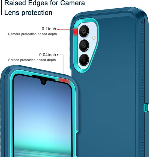 I-HONVA Rugged Heavy Duty Case for Samsung Galaxy A15 5G - Shockproof, Dust/Drop Proof, 3-Layer Protection, Turquoise.