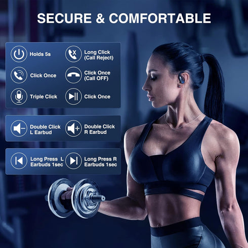 Wireless Earbuds Bluetooth Headphones with 48Hrs Playtime, IPX7 Waterproof 5.1 HiFi Earbuds, LED Display Sports Ear