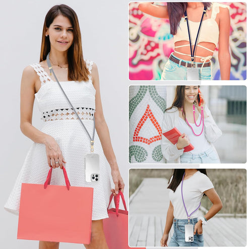 Phone Lanyards for Around the Neck, Universal Neck Strap Holder with Phone Patches, Crossbody Cell Phone Strap (Gray)