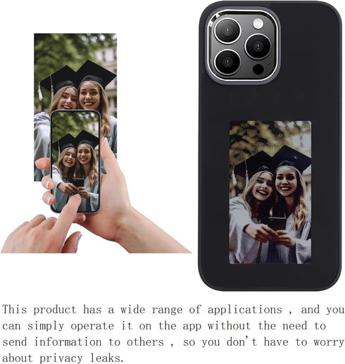 DIY E-Ink Phone Case for iPhone 15 Pro Max, Smart Photo Rear Projection, Instantly Display Photos on Black Ink Screen